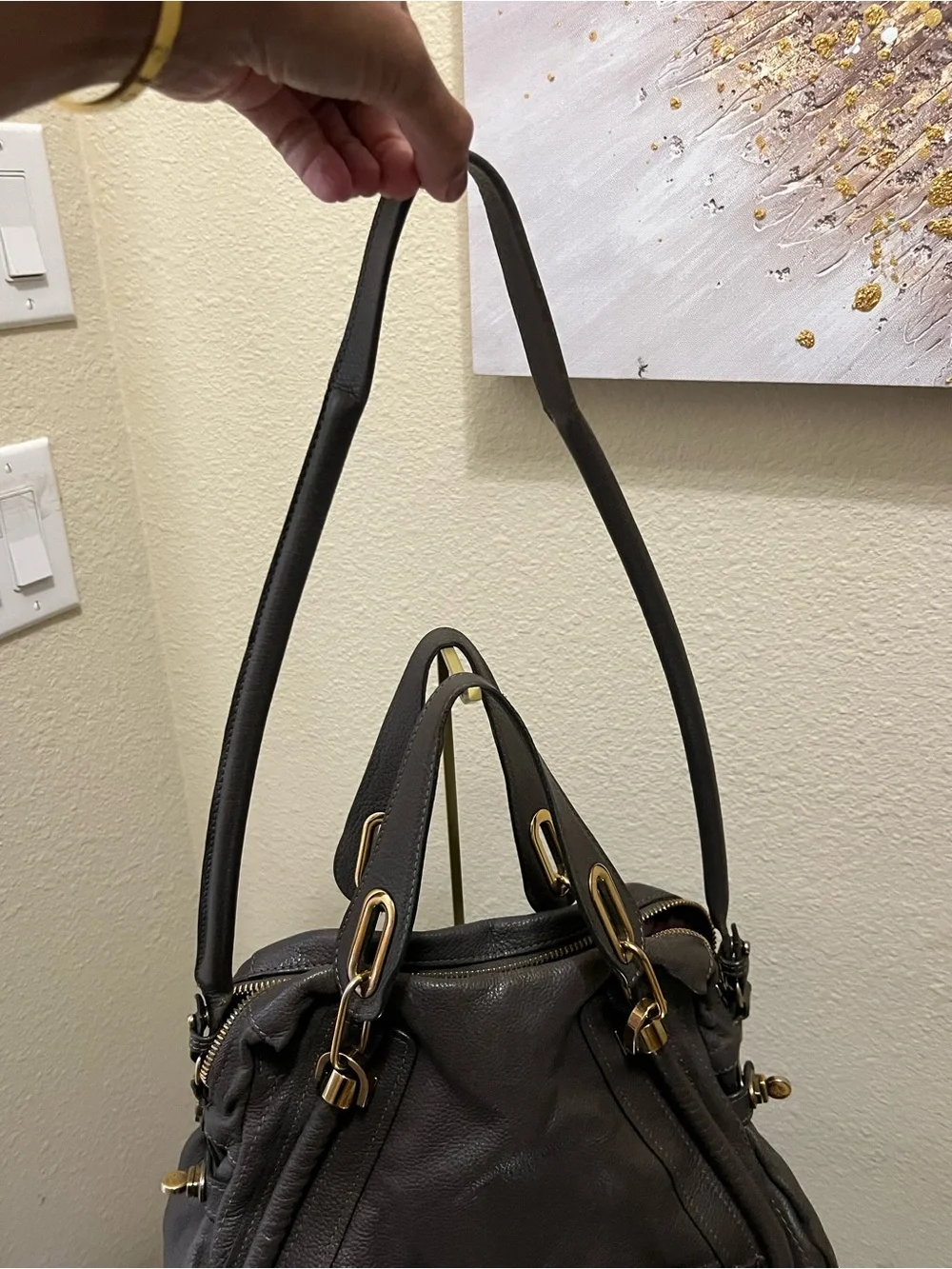 Chloe Brown Leather Satchel with Gold-Tone Hardware
